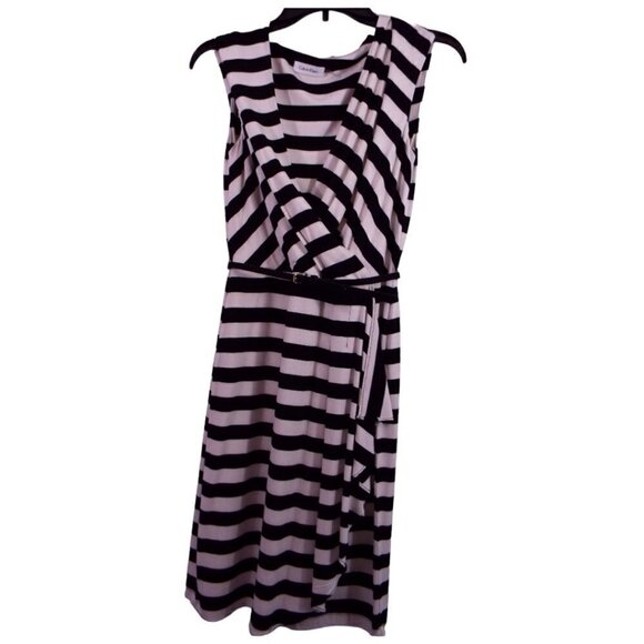 Calvin Klein Women's Wrap Front V-Neck Belted Waist Cap Sleeve Dress - Size 4 - Picture 14 of 16